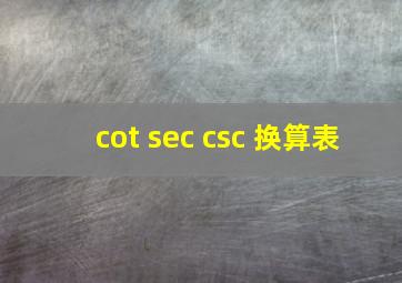 cot sec csc 换算表